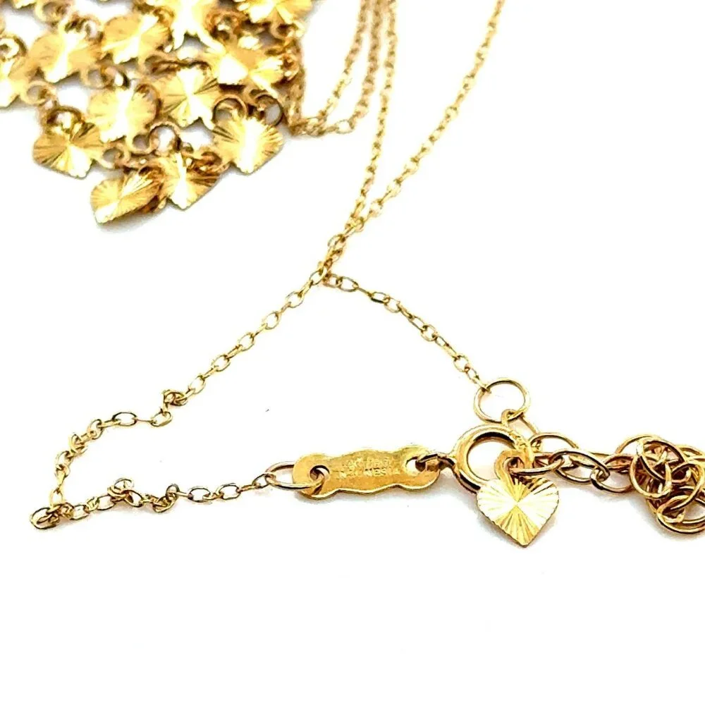 14K Gold‎ Small V- Hearts Shaped Link Necklace